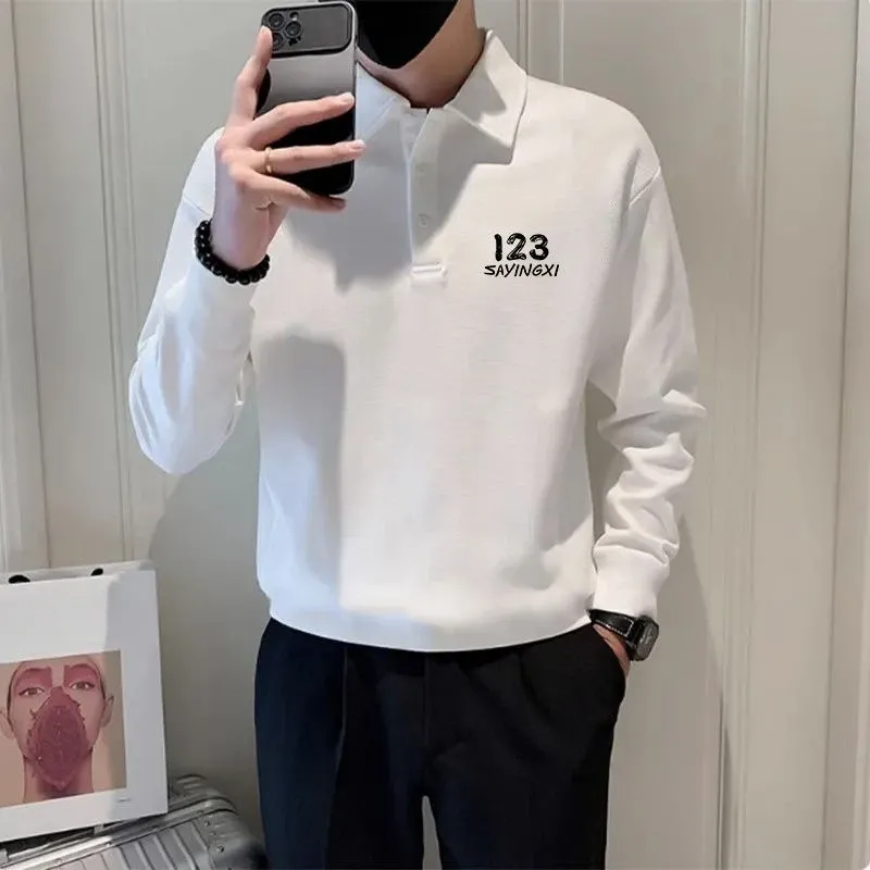 Men's Vintage Streetwear Baggy Polo T-Shirt - 90s Style Loose Fit Pullover for Spring/Autumn Fashion showcase 8