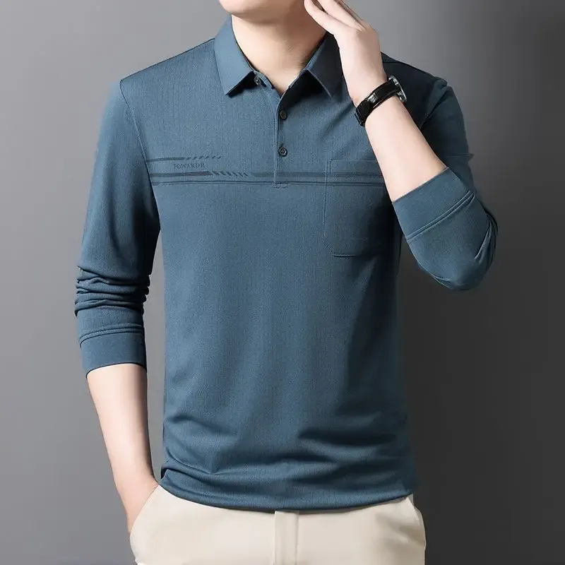 Men's Striped Polo T-Shirt Business Casual Vintage Style Elegant Pullover Sweatshirt for Formal & Everyday Wear thumbnail 5