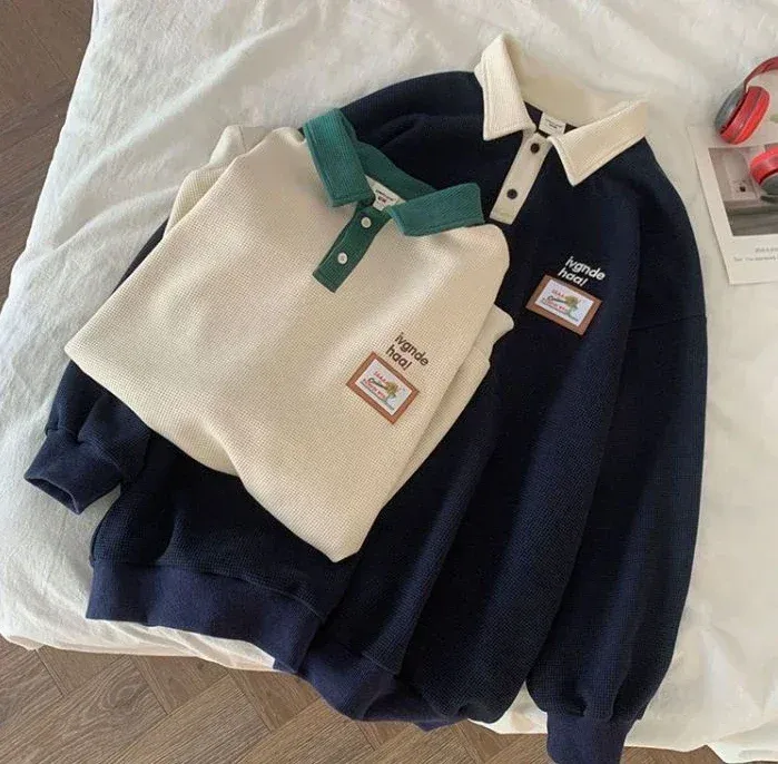 Men's Luxury Korean Style Long Sleeve Polo Shirts - Bulk Pack Available in XL, S, M, L, 2XL - Harajuku Fashion Winter Tops with Quote Designs showcase 8