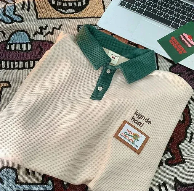Men's Luxury Korean Style Long Sleeve Polo Shirts - Bulk Pack Available in XL, S, M, L, 2XL - Harajuku Fashion Winter Tops with Quote Designs showcase 19