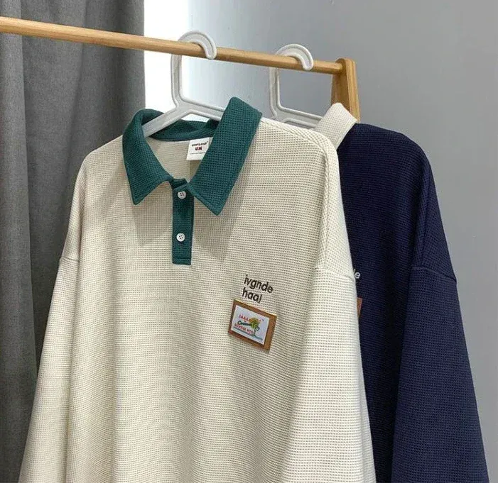 Men's Luxury Korean Style Long Sleeve Polo Shirts - Bulk Pack Available in XL, S, M, L, 2XL - Harajuku Fashion Winter Tops with Quote Designs showcase 9