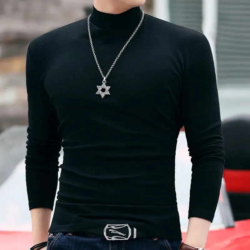 Men's Slim Fit Long Sleeve T-Shirt Base Layer Pullover, Korean Luxury High Quality Sweatshirt for Casual Wear showcase 5