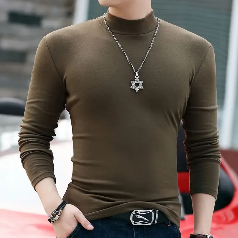 Men's Slim Fit Long Sleeve T-Shirt Base Layer Pullover, Korean Luxury High Quality Sweatshirt for Casual Wear