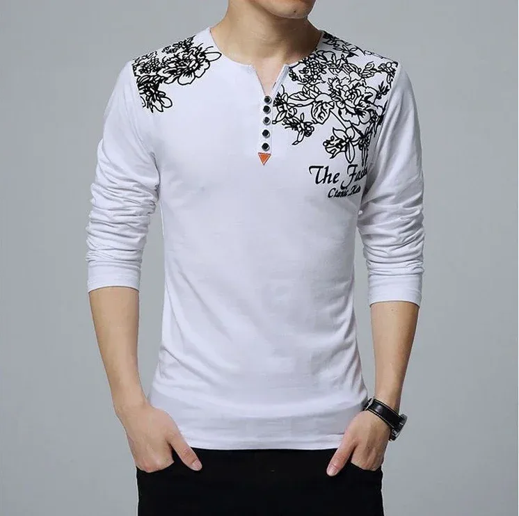 Men's Oversize V-Neck Pullover Sweatshirt Long Sleeve Luxury Casual T-Shirt - Big & Tall Sizes Available showcase 5