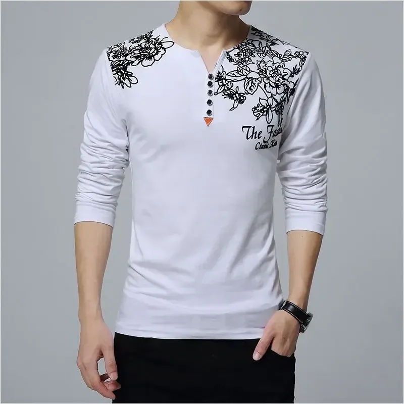 Men's Oversize V-Neck Pullover Sweatshirt Long Sleeve Luxury Casual T-Shirt - Big & Tall Sizes Available thumbnail 5