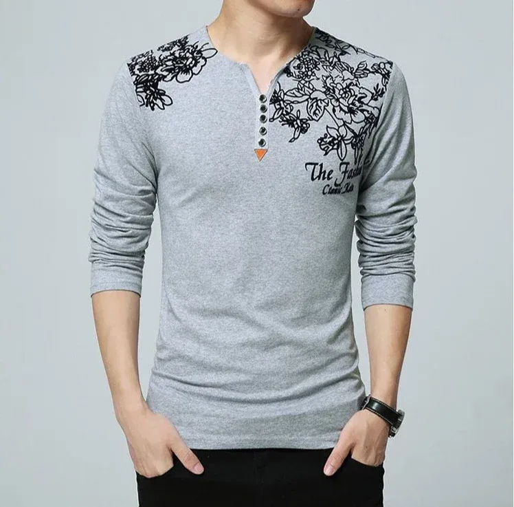 Men's Oversize V-Neck Pullover Sweatshirt Long Sleeve Luxury Casual T-Shirt - Big & Tall Sizes Available showcase 13