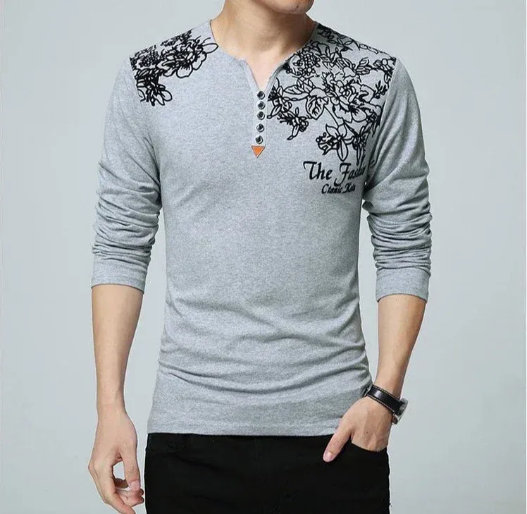 Men's Oversize V-Neck Pullover Sweatshirt Long Sleeve Luxury Casual T-Shirt - Big & Tall Sizes Available showcase 14