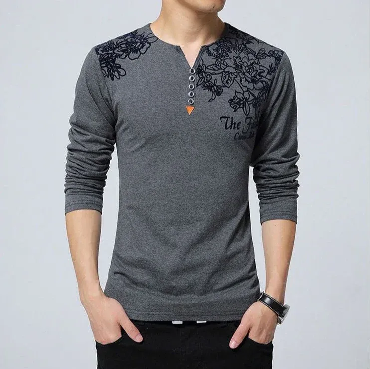 Men's Oversize V-Neck Pullover Sweatshirt Long Sleeve Luxury Casual T-Shirt - Big & Tall Sizes Available showcase 11