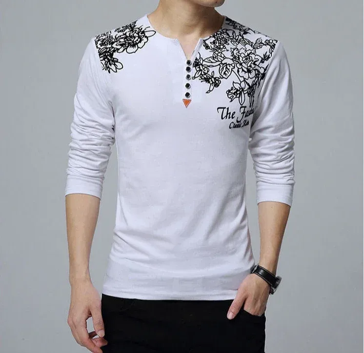Men's Oversize V-Neck Pullover Sweatshirt Long Sleeve Luxury Casual T-Shirt - Big & Tall Sizes Available showcase 6