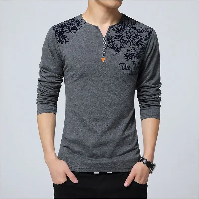 Men's Oversize V-Neck Pullover Sweatshirt Long Sleeve Luxury Casual T-Shirt - Big & Tall Sizes Available thumbnail 6