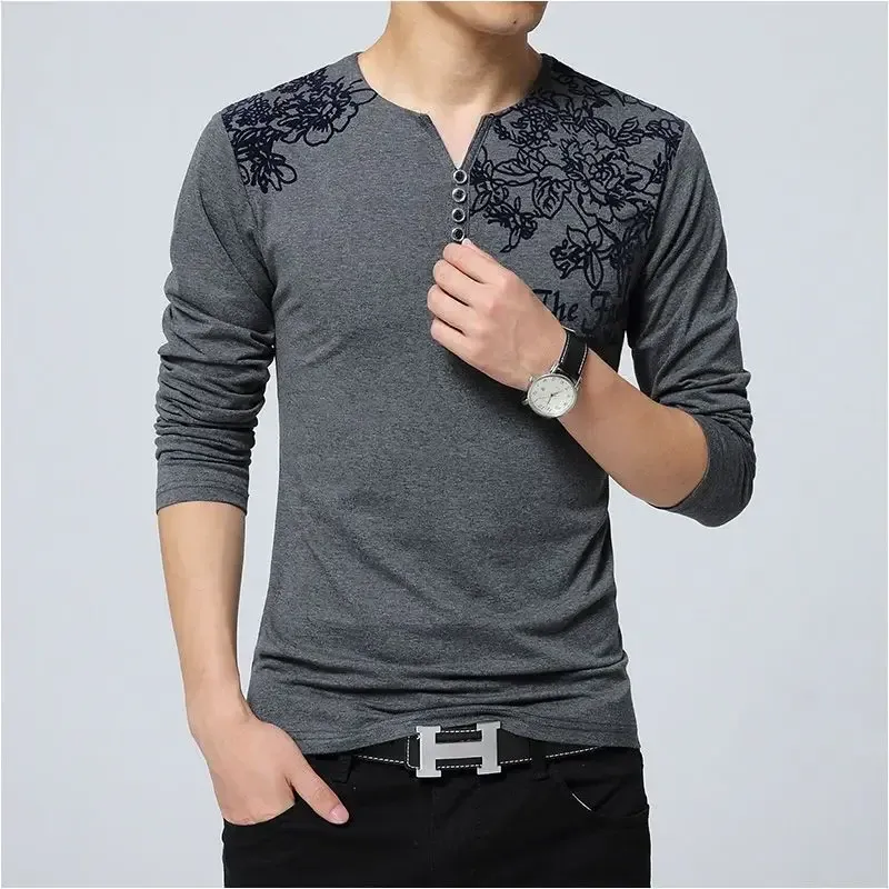 Men's Oversize V-Neck Pullover Sweatshirt Long Sleeve Luxury Casual T-Shirt - Big & Tall Sizes Available