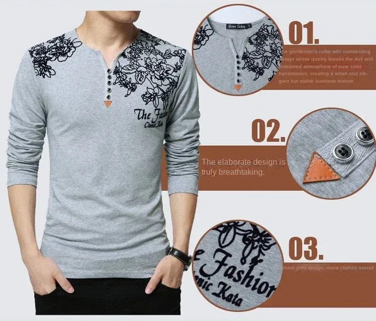 Men's Oversize V-Neck Pullover Sweatshirt Long Sleeve Luxury Casual T-Shirt - Big & Tall Sizes Available showcase 3