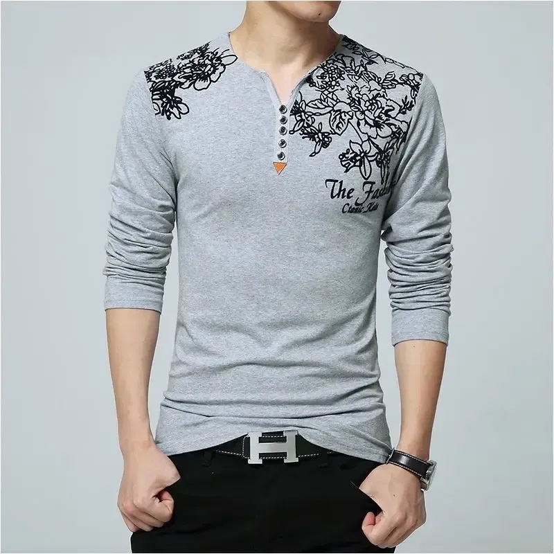 Men's Oversize V-Neck Pullover Sweatshirt Long Sleeve Luxury Casual T-Shirt - Big & Tall Sizes Available thumbnail 4