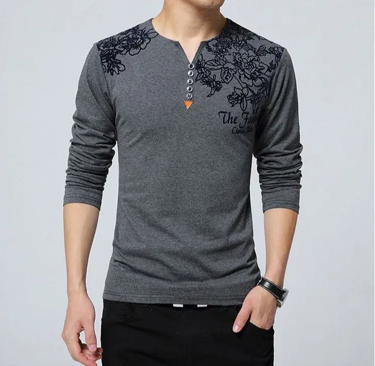 Men's Oversize V-Neck Pullover Sweatshirt Long Sleeve Luxury Casual T-Shirt - Big & Tall Sizes Available showcase 12