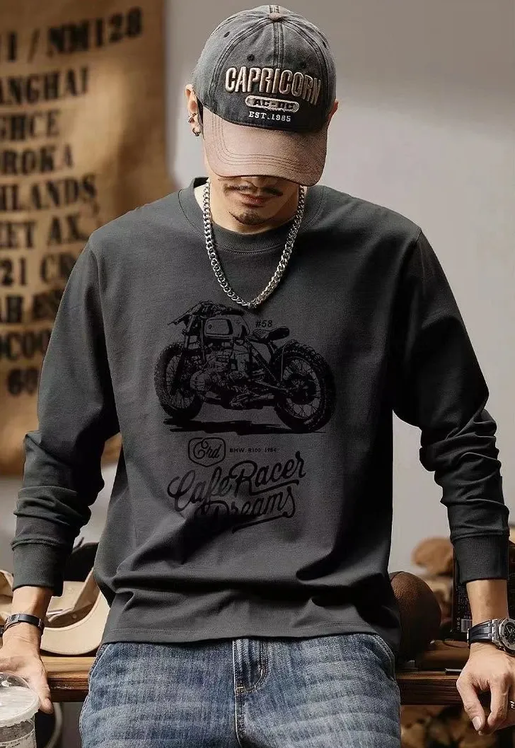Men's Baggy Printed Pullover T-Shirt - Round Neck, Full Sleeve, 100% Cotton Blend, High Brand Quality, Sizes S-3XL showcase 7