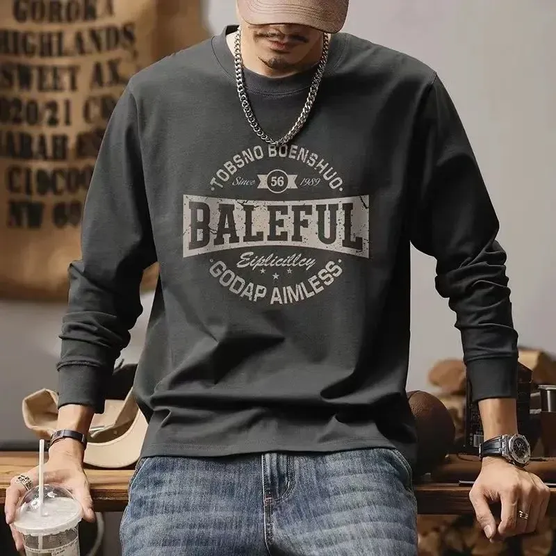 Men's Baggy Printed Pullover T-Shirt - Round Neck, Full Sleeve, 100% Cotton Blend, High Brand Quality, Sizes S-3XL thumbnail 6