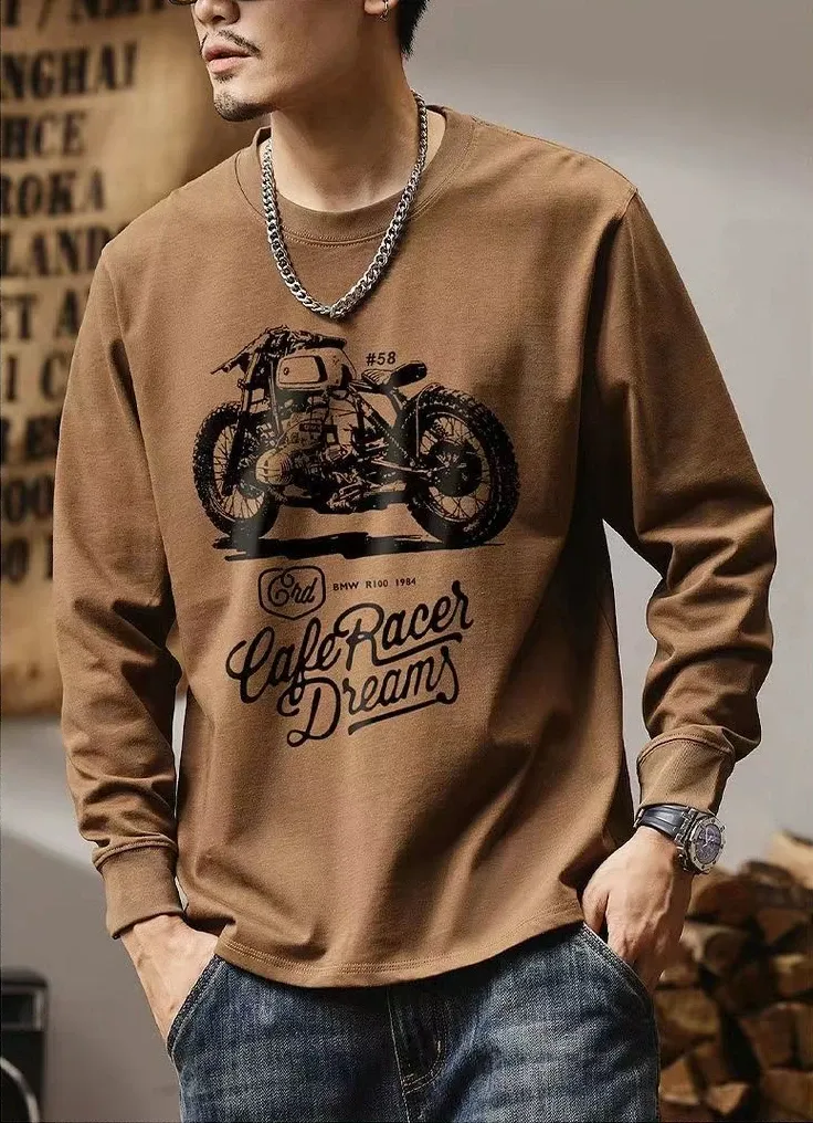 Men's Baggy Printed Pullover T-Shirt - Round Neck, Full Sleeve, 100% Cotton Blend, High Brand Quality, Sizes S-3XL showcase 3
