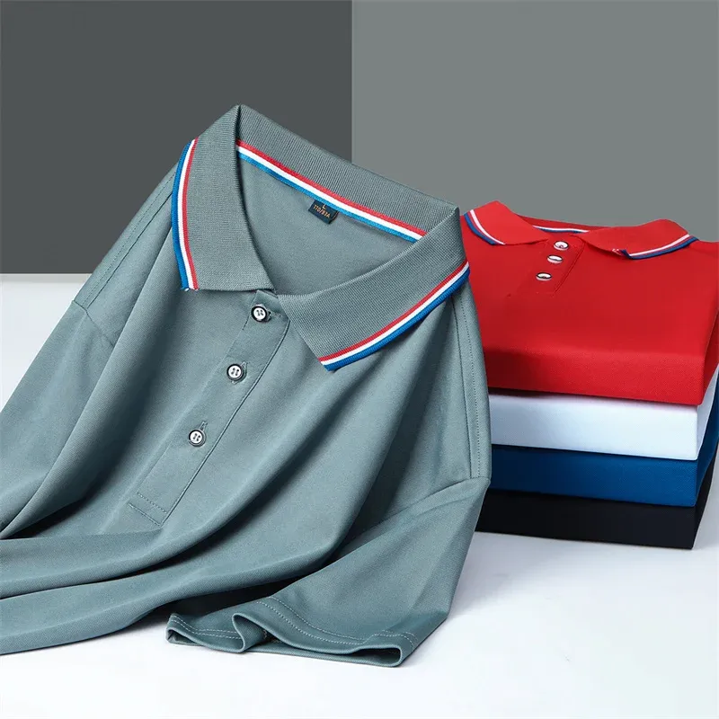 2025 Men's Casual Solid Color Short Sleeve Polo Shirt - Summer Fashionable Comfortable Versatile Top for Everyday Wear showcase 4