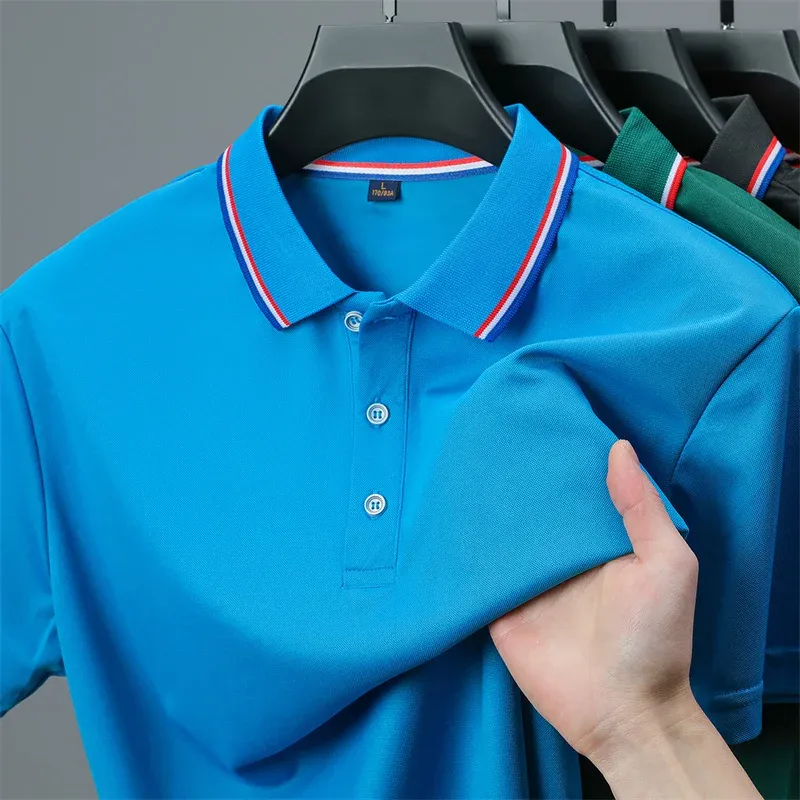 2025 Men's Casual Solid Color Short Sleeve Polo Shirt - Summer Fashionable Comfortable Versatile Top for Everyday Wear showcase 6