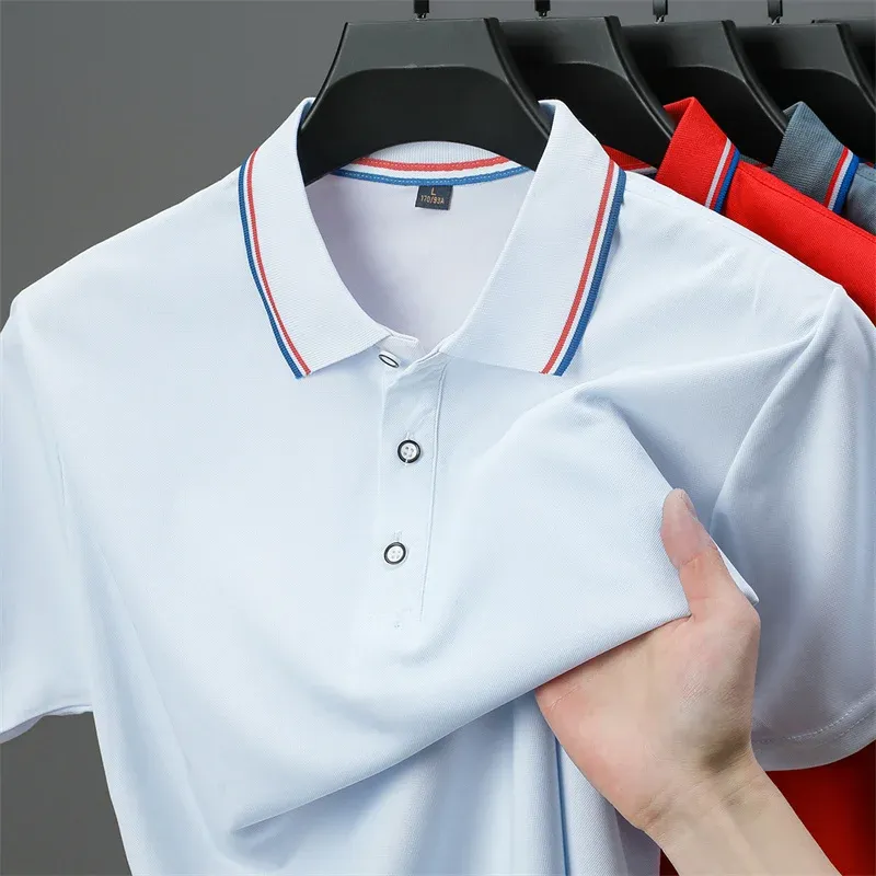 2025 Men's Casual Solid Color Short Sleeve Polo Shirt - Summer Fashionable Comfortable Versatile Top for Everyday Wear showcase 9