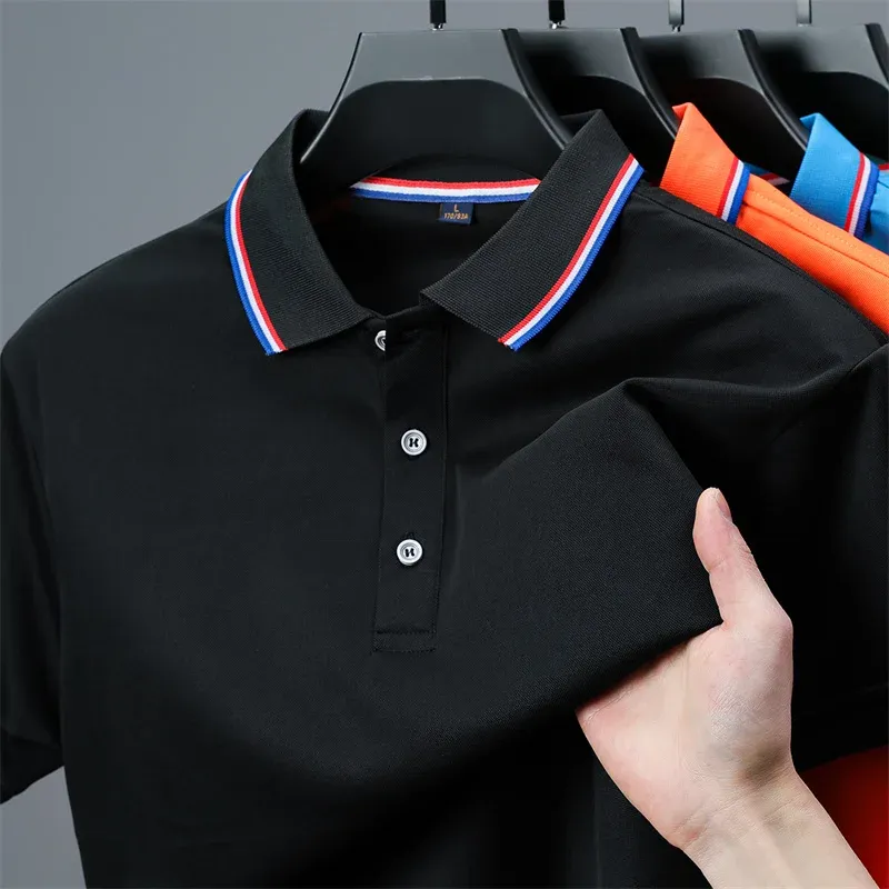 2025 Men's Casual Solid Color Short Sleeve Polo Shirt - Summer Fashionable Comfortable Versatile Top for Everyday Wear showcase 8