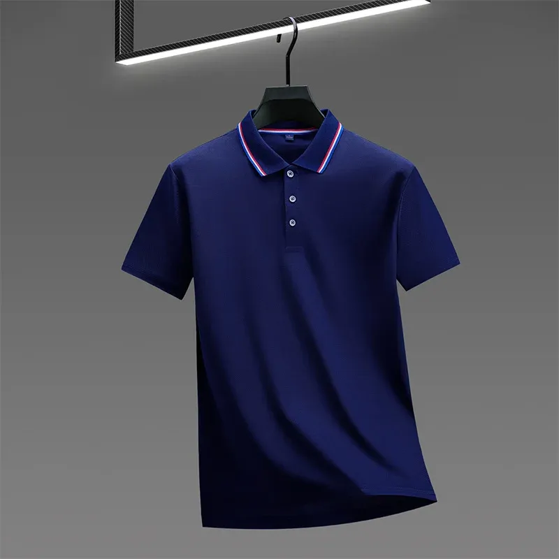 2025 Men's Casual Solid Color Short Sleeve Polo Shirt - Summer Fashionable Comfortable Versatile Top for Everyday Wear showcase 17