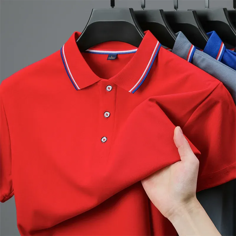 2025 Men's Casual Solid Color Short Sleeve Polo Shirt - Summer Fashionable Comfortable Versatile Top for Everyday Wear showcase 10