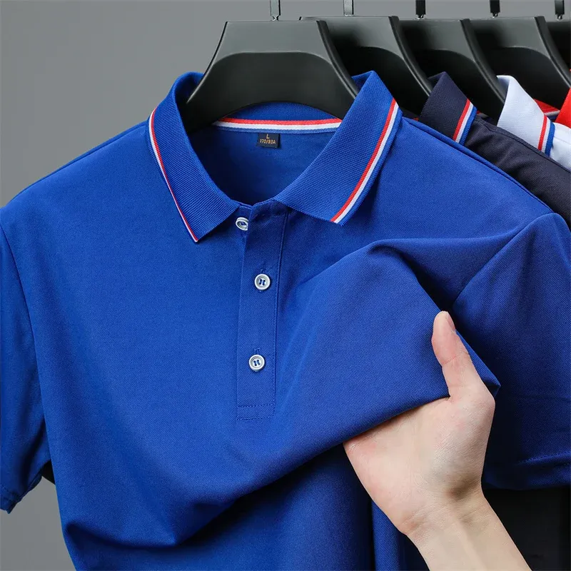 2025 Men's Casual Solid Color Short Sleeve Polo Shirt - Summer Fashionable Comfortable Versatile Top for Everyday Wear showcase 12