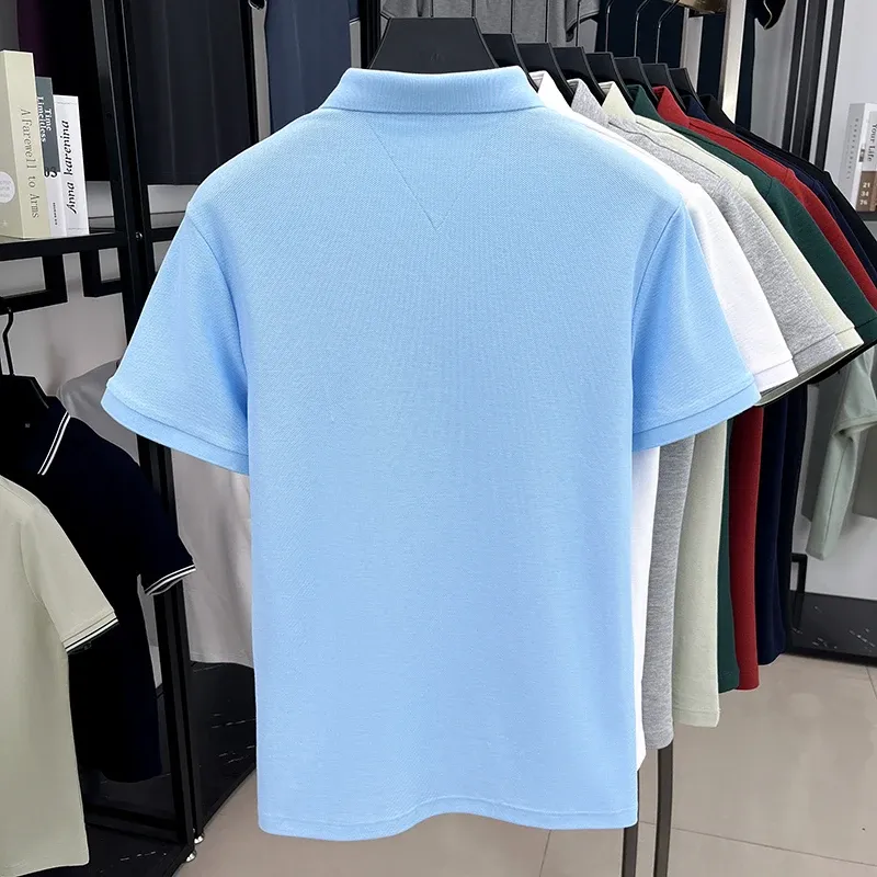 100% Pure Cotton Men's Short Sleeve Polo Shirt - Summer Fashion Casual Business Golf Top with Premium Pony Embroidery showcase 7