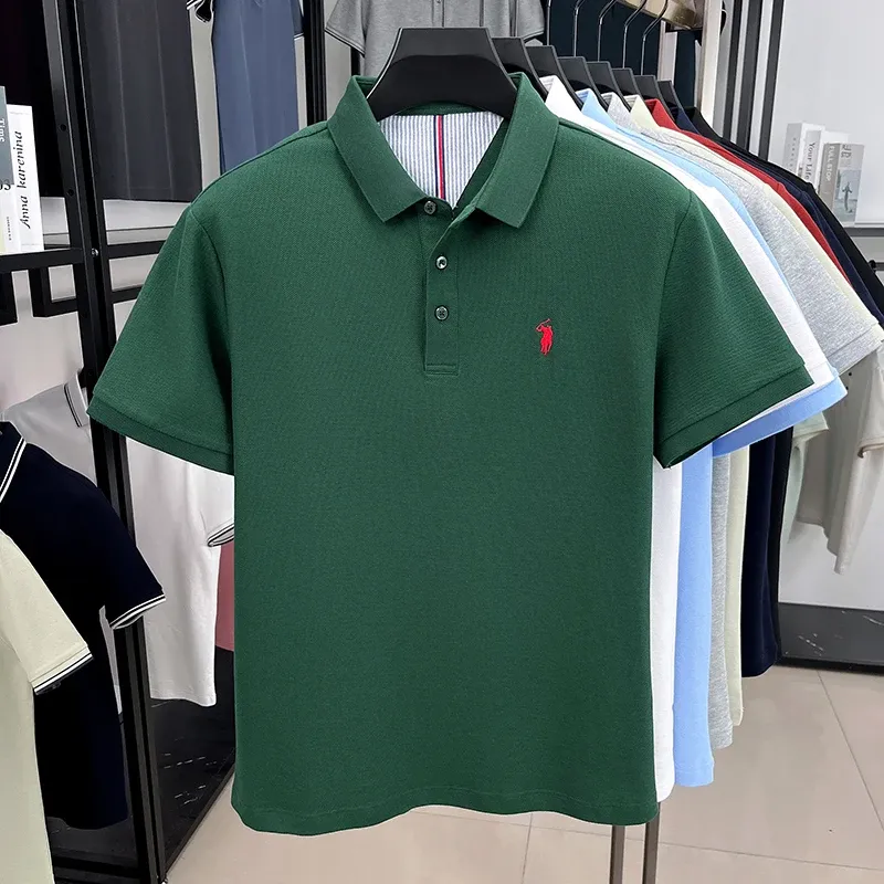100% Pure Cotton Men's Short Sleeve Polo Shirt - Summer Fashion Casual Business Golf Top with Premium Pony Embroidery showcase 17