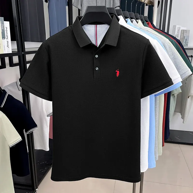 100% Pure Cotton Men's Short Sleeve Polo Shirt - Summer Fashion Casual Business Golf Top with Premium Pony Embroidery showcase 13