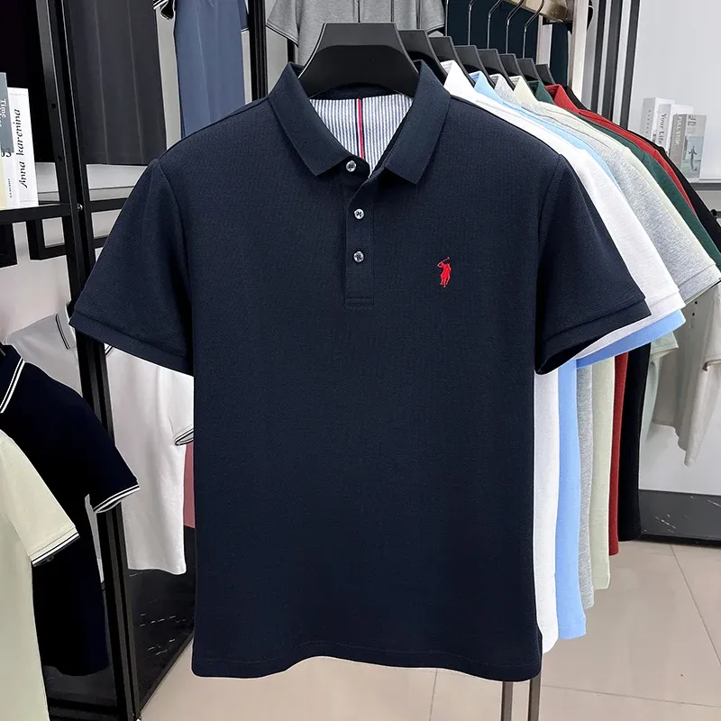 100% Pure Cotton Men's Short Sleeve Polo Shirt - Summer Fashion Casual Business Golf Top with Premium Pony Embroidery showcase 19