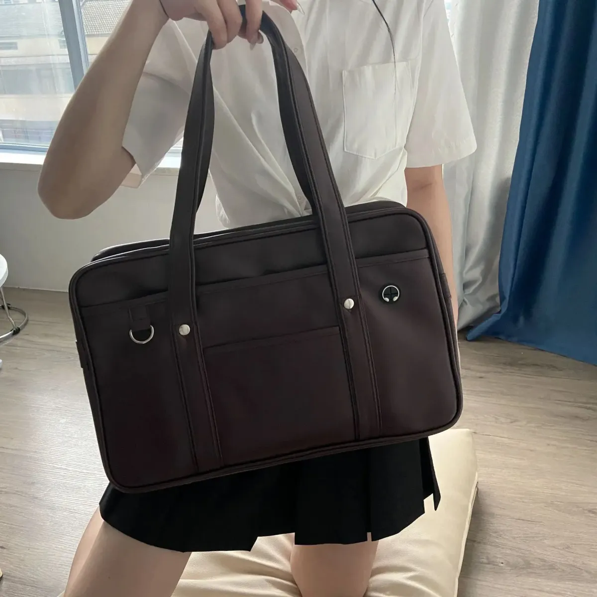 Japanese PU Leather Handbag for Women - Large Capacity Waterproof School Bag & Casual Shoulder Tote for Daily Use, Work, Travel showcase 7
