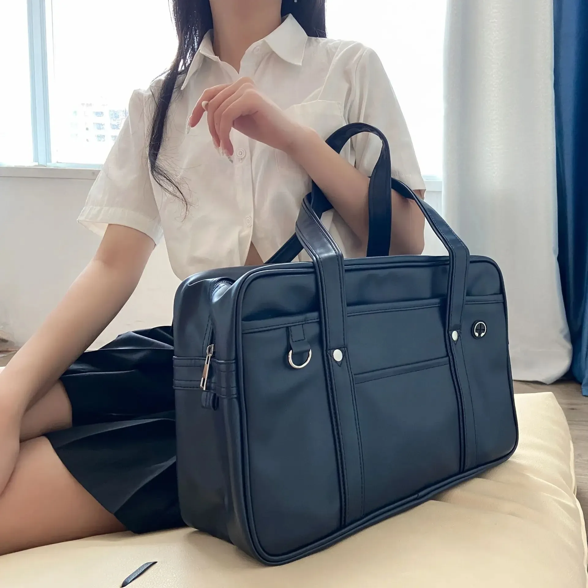 Japanese PU Leather Handbag for Women - Large Capacity Waterproof School Bag & Casual Shoulder Tote for Daily Use, Work, Travel thumbnail 5