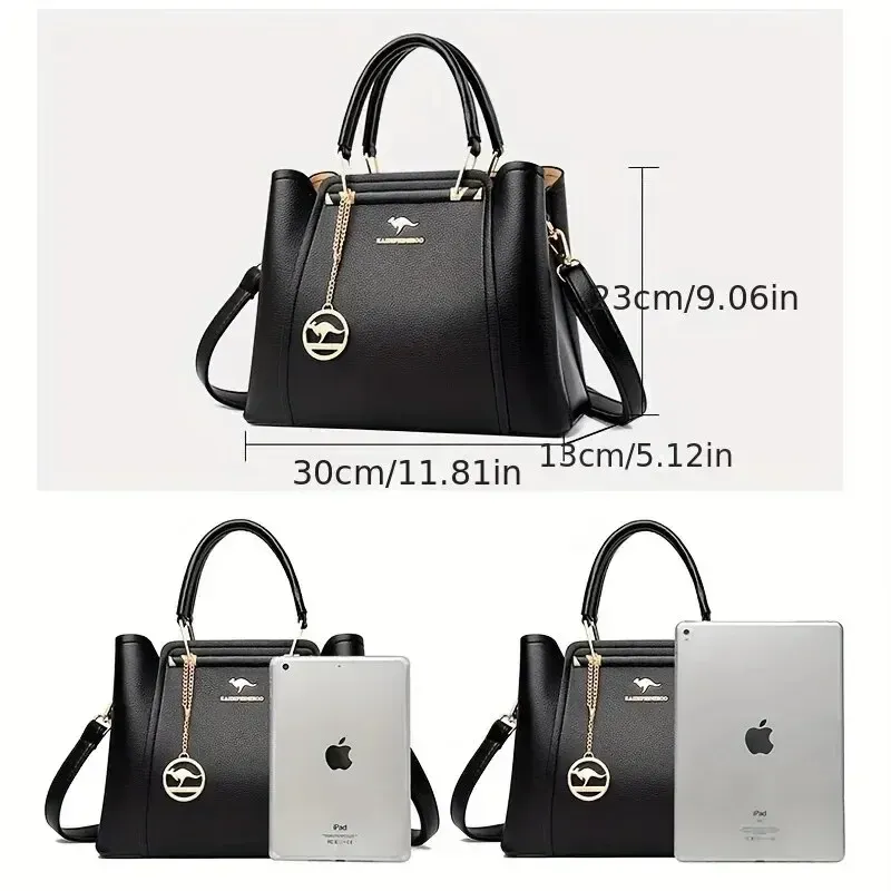 Women's Designer PU Leather Tote Bag - Large Capacity Shoulder Crossbody Handbag for Shopping & Travel thumbnail 2