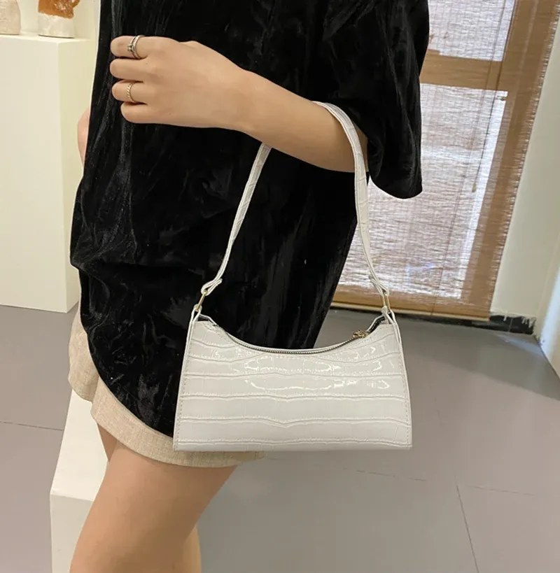 Women's Fashion PU Leather Alligator Pattern Armpit Handbag - Small Underarm Messenger Bag Purse for Stylish Ladies showcase 7