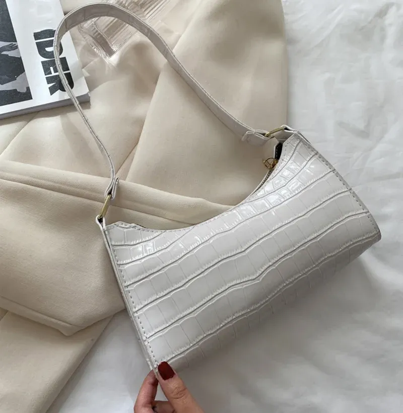Women's Fashion PU Leather Alligator Pattern Armpit Handbag - Small Underarm Messenger Bag Purse for Stylish Ladies showcase 24