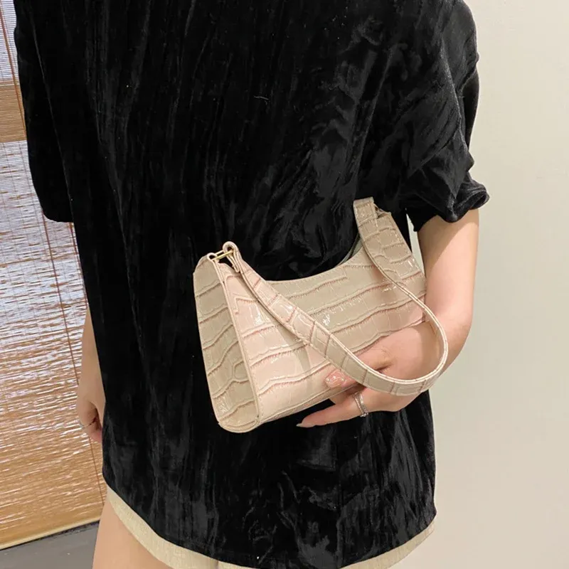 Women's Fashion PU Leather Alligator Pattern Armpit Handbag - Small Underarm Messenger Bag Purse for Stylish Ladies thumbnail 5