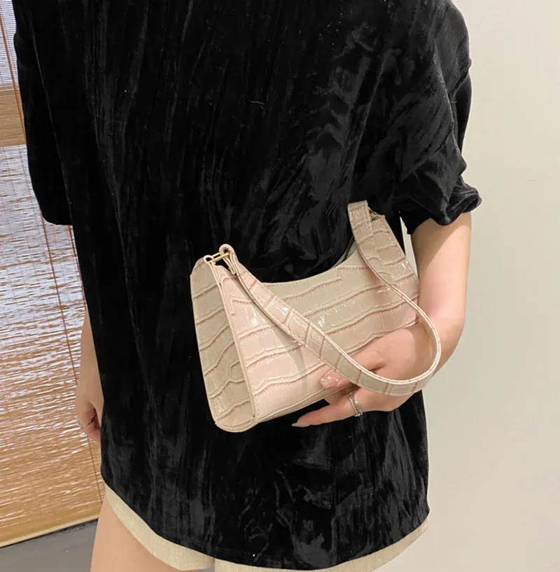 Women's Fashion PU Leather Alligator Pattern Armpit Handbag - Small Underarm Messenger Bag Purse for Stylish Ladies showcase 8