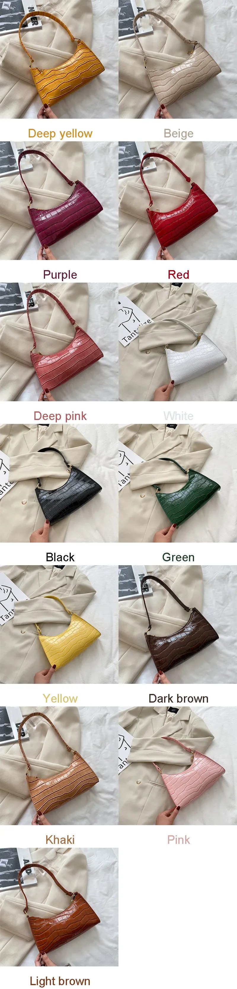 Women's Fashion PU Leather Alligator Pattern Armpit Handbag - Small Underarm Messenger Bag Purse for Stylish Ladies showcase 4