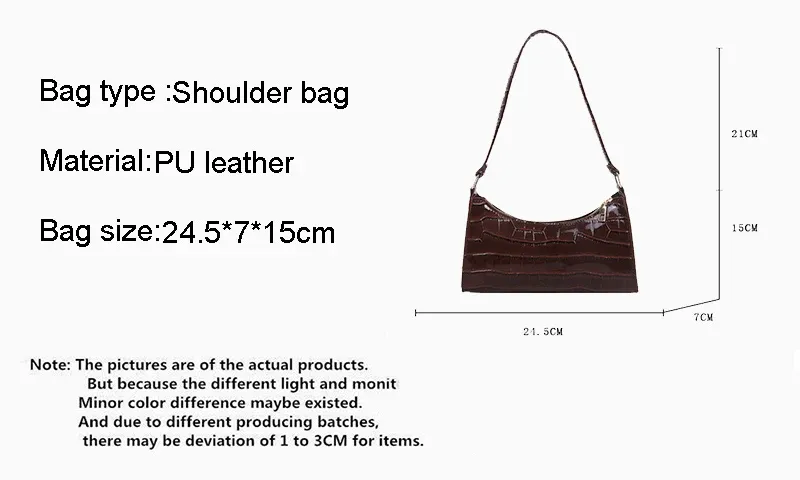 Women's Fashion PU Leather Alligator Pattern Armpit Handbag - Small Underarm Messenger Bag Purse for Stylish Ladies showcase 2