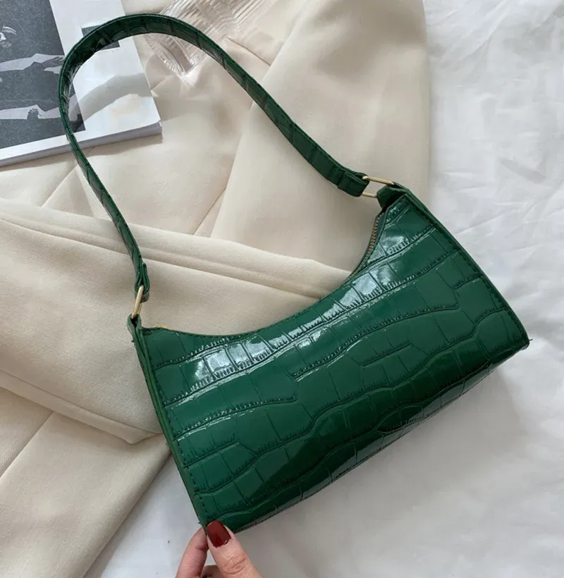 Women's Fashion PU Leather Alligator Pattern Armpit Handbag - Small Underarm Messenger Bag Purse for Stylish Ladies showcase 20
