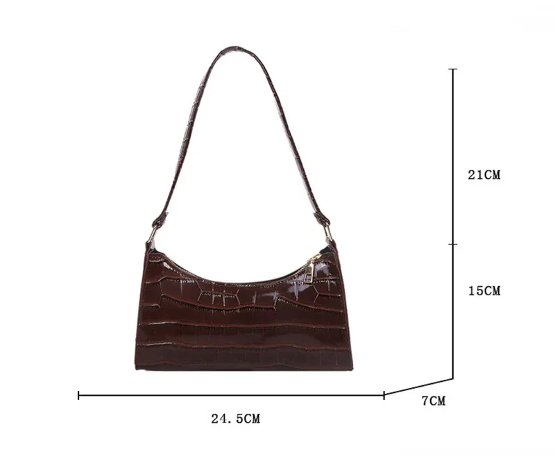 Women's Fashion PU Leather Alligator Pattern Armpit Handbag - Small Underarm Messenger Bag Purse for Stylish Ladies showcase 31