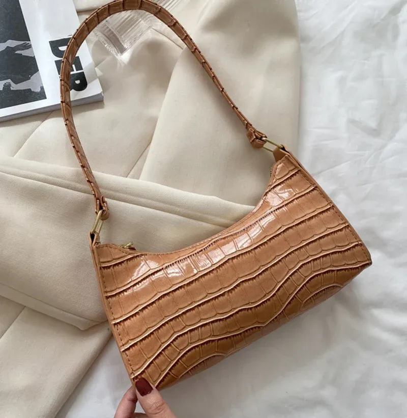 Women's Fashion PU Leather Alligator Pattern Armpit Handbag - Small Underarm Messenger Bag Purse for Stylish Ladies showcase 23