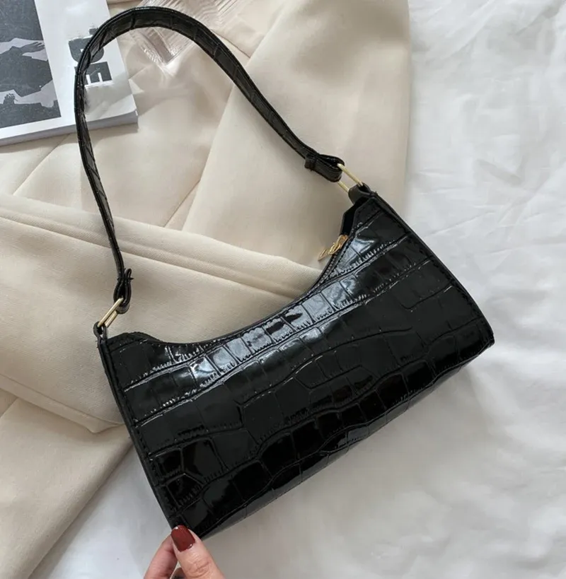 Women's Fashion PU Leather Alligator Pattern Armpit Handbag - Small Underarm Messenger Bag Purse for Stylish Ladies showcase 17