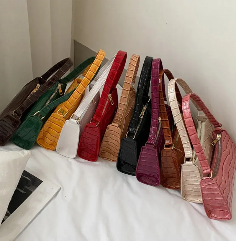 Women's Fashion PU Leather Alligator Pattern Armpit Handbag - Small Underarm Messenger Bag Purse for Stylish Ladies showcase 25