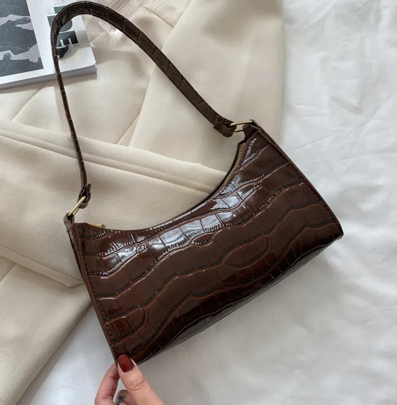 Women's Fashion PU Leather Alligator Pattern Armpit Handbag - Small Underarm Messenger Bag Purse for Stylish Ladies showcase 18
