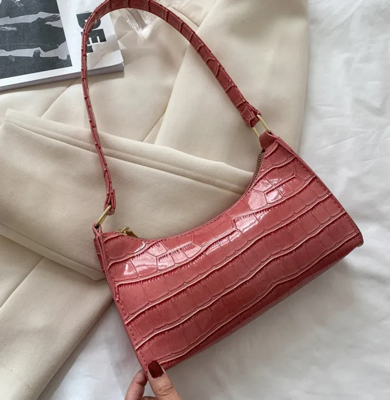 Women's Fashion PU Leather Alligator Pattern Armpit Handbag - Small Underarm Messenger Bag Purse for Stylish Ladies showcase 21