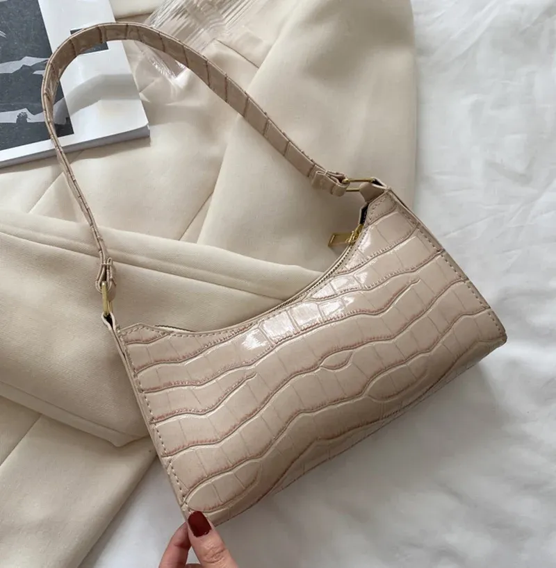 Women's Fashion PU Leather Alligator Pattern Armpit Handbag - Small Underarm Messenger Bag Purse for Stylish Ladies showcase 16