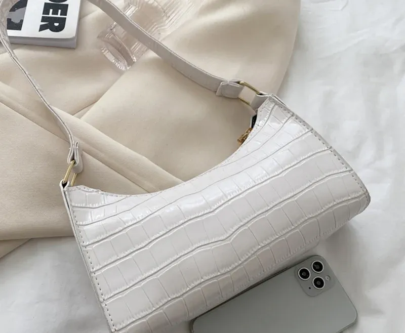 Women's Fashion PU Leather Alligator Pattern Armpit Handbag - Small Underarm Messenger Bag Purse for Stylish Ladies showcase 29